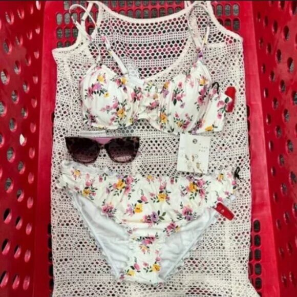 Ruched Underwire Bikini Top - Shade & Shore™ Multi Ditsy Floral Print 36B - Picture 3 of 8